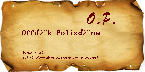Offák Polixéna névjegykártya
